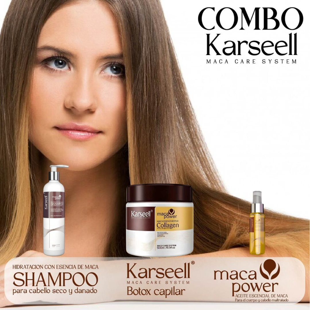 COMBO KARSEELL - 3 PRODUCTOS (Shampoo + Crema Capilar + Aceite de Argan) - ORIGINAL