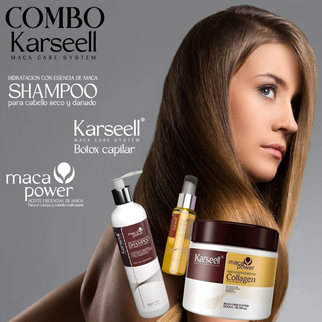 COMBO KARSEELL - 3 PRODUCTOS (Shampoo + Crema Capilar + Aceite de Argan) - ORIGINAL